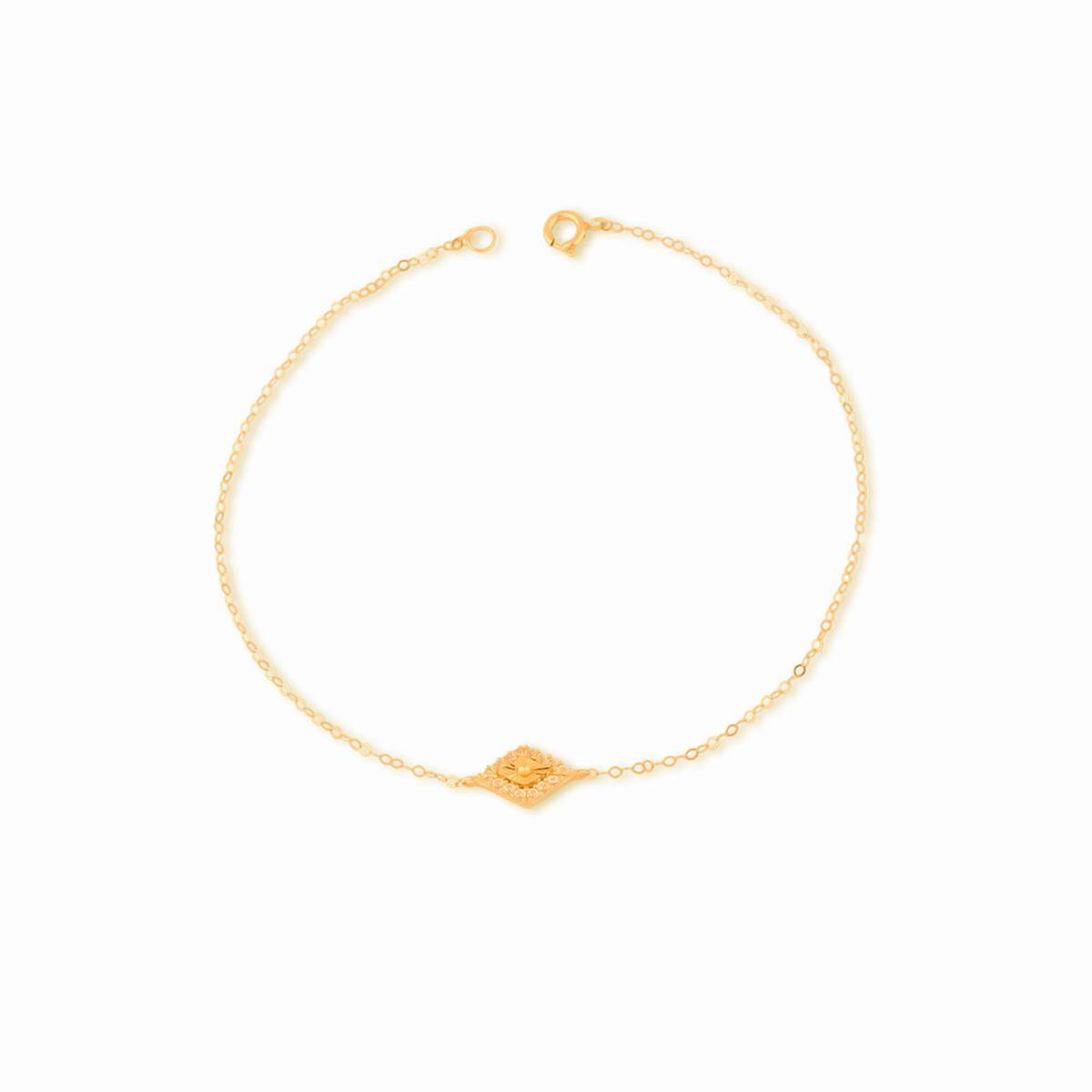 دستبند زنجير طلا لوزی نگین کد BMR633