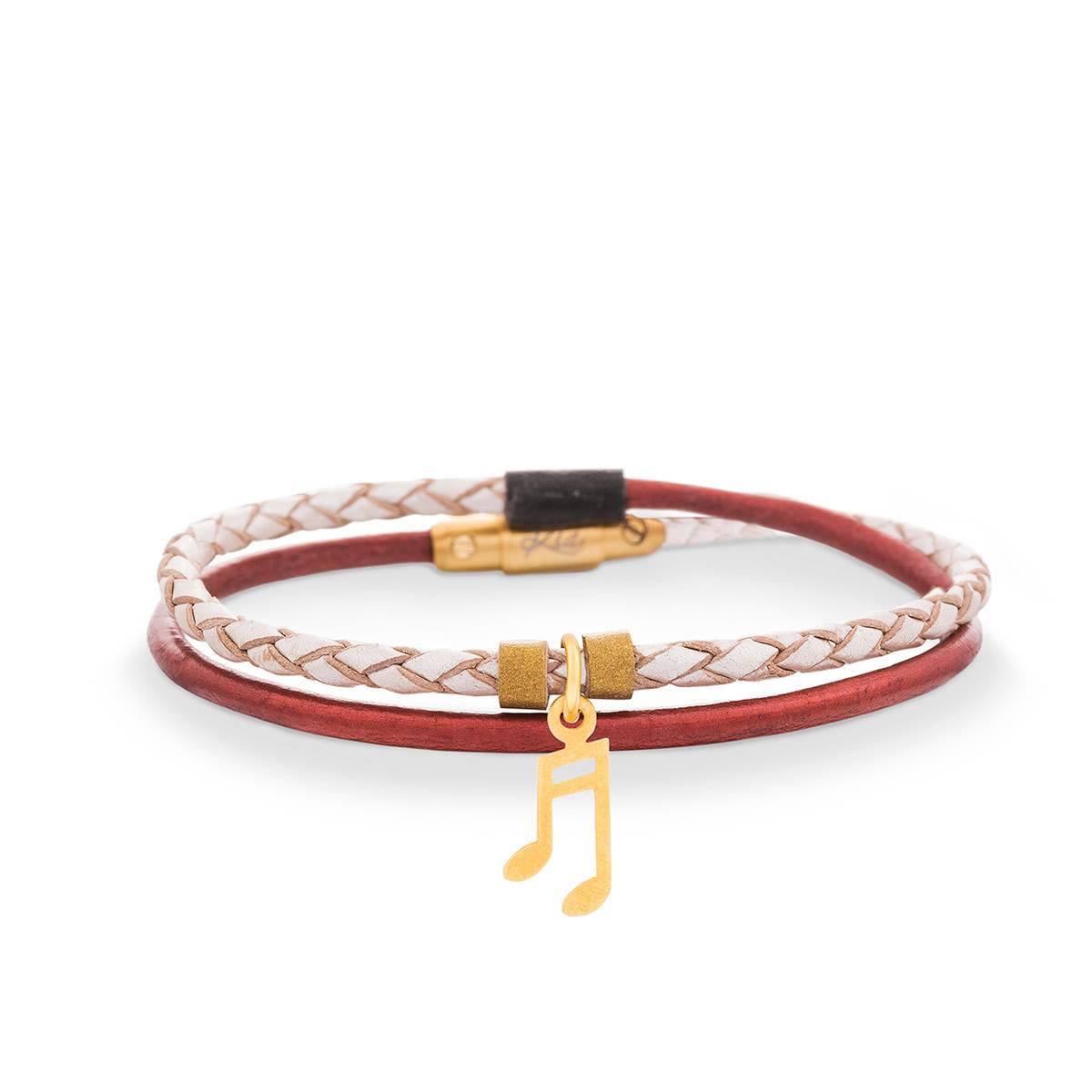 دستبند چرم و طلا  کد BR106-2