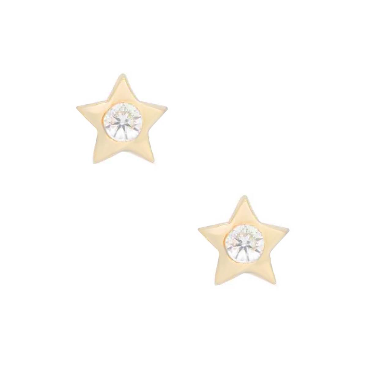 گوشواره گوشواره میخی طلا طرح ستاره تک اتمی کد EMOH014