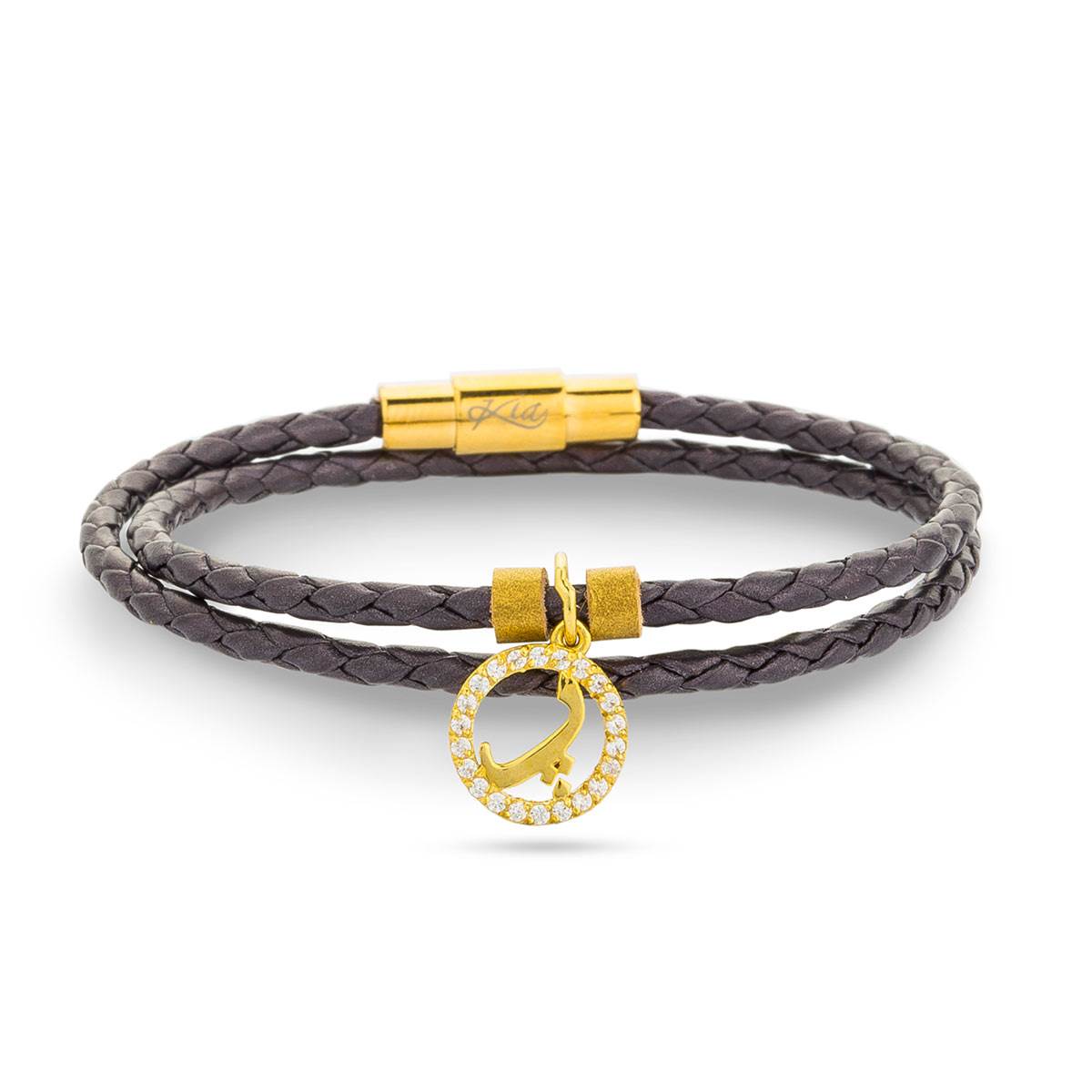 دستبند چرم و طلا  کد BM125-004
