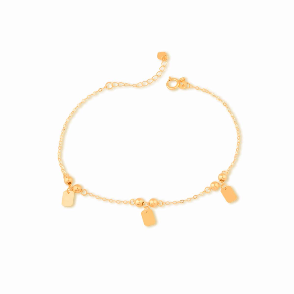 دستبند زنجير طلا دو گوی مستطیل کد BMR638