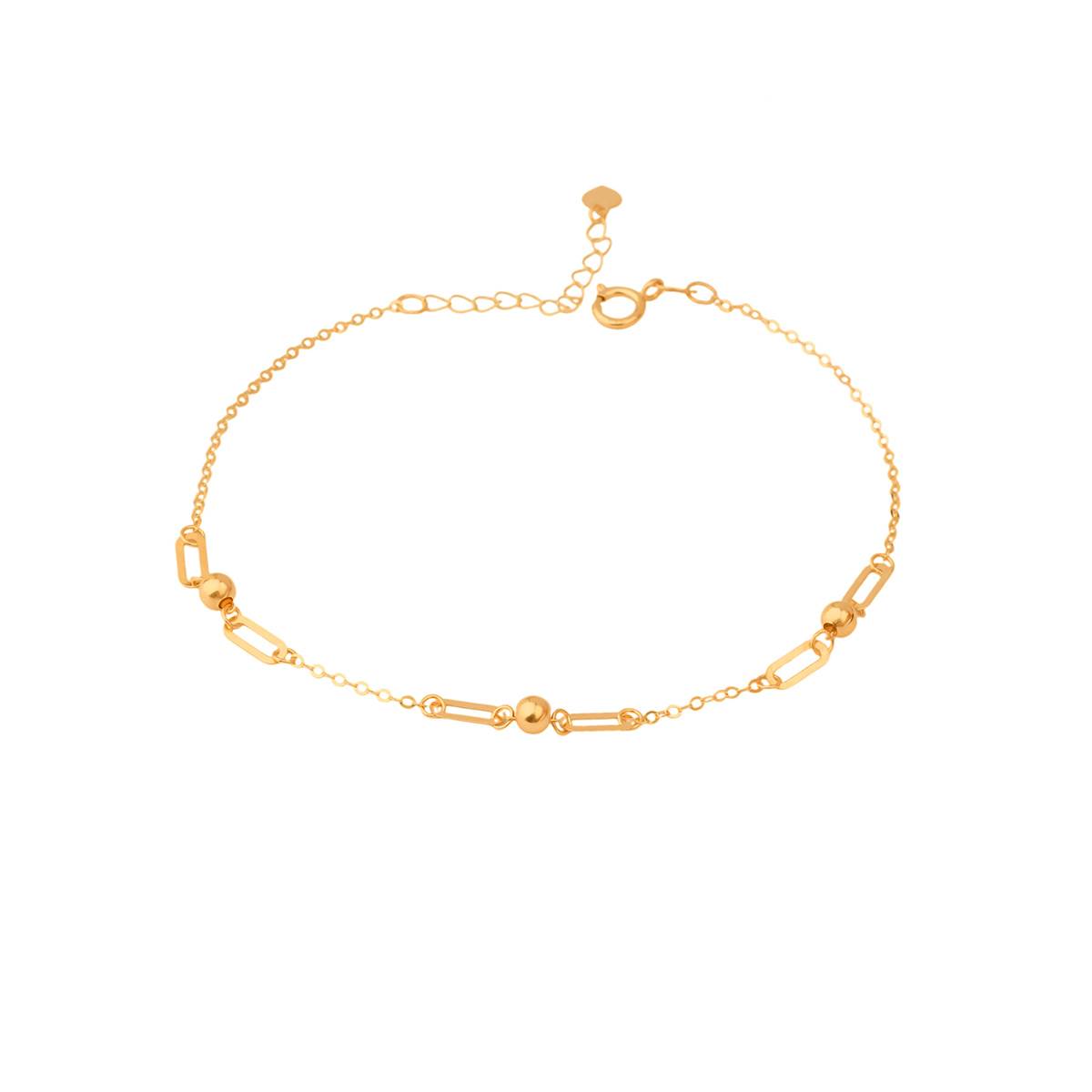 دستبند زنجير طلا مستطیل گوی زنجیر کد BMR637