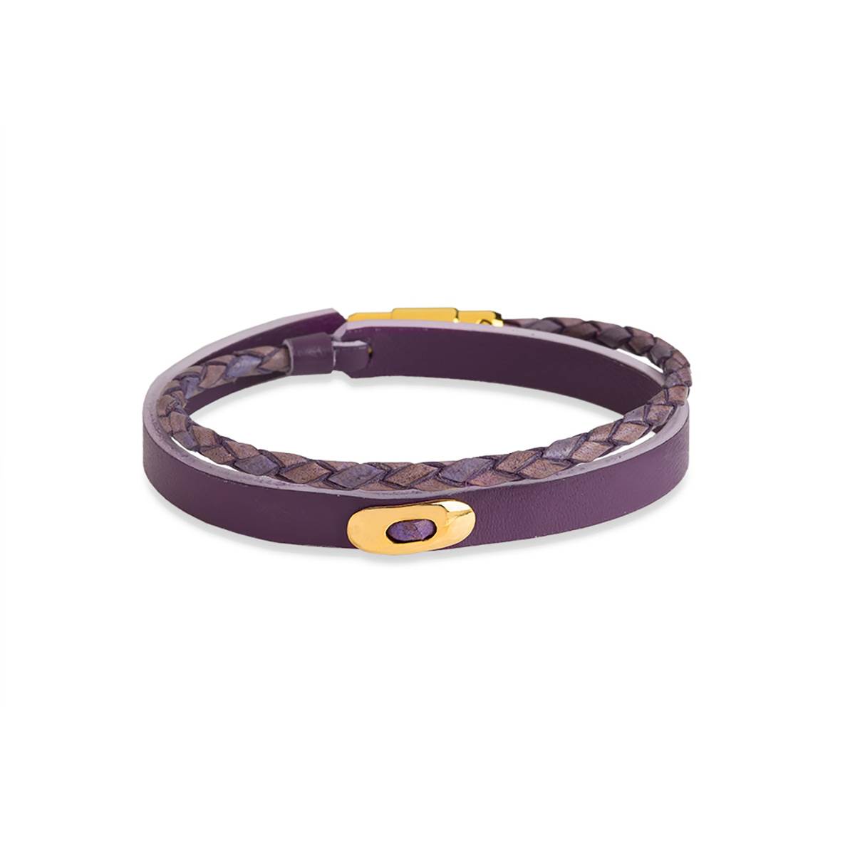 دستبند چرم و طلا  کد BM329-2
