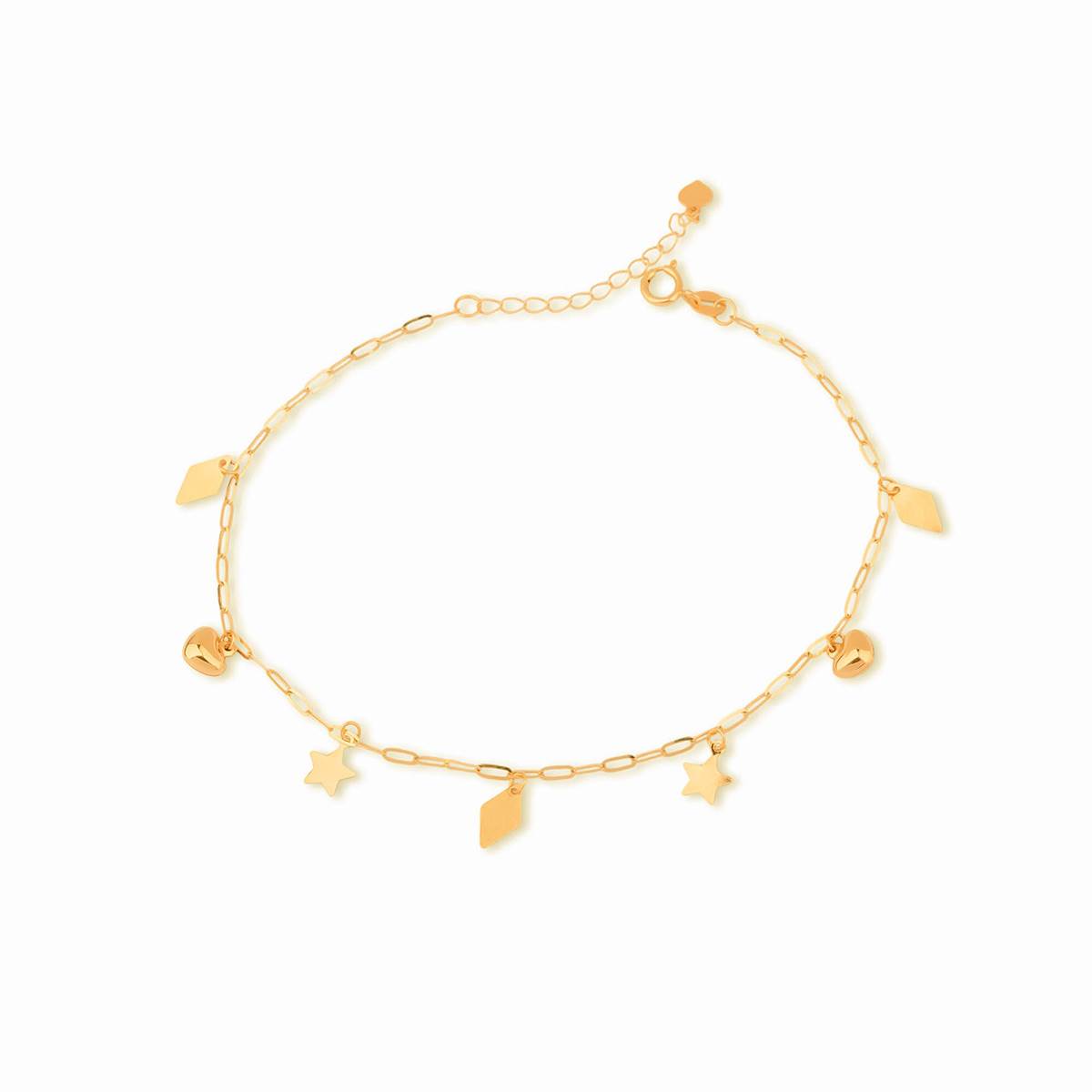 دستبند زنجير طلا ستاره قلب لوزی کد BMR635