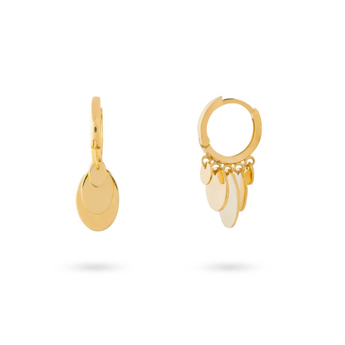 گوشواره گوشواره حلقه ای آویز دار طلا طرح ۵ دایره کد RZE-1072