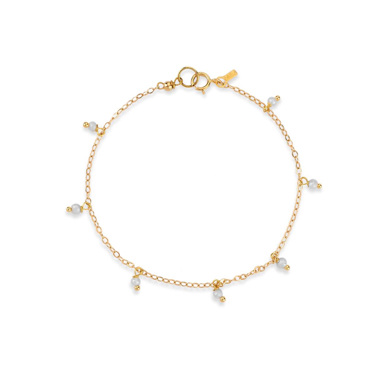 دستبند زنجير طلا زنجیری مروارید کد BT155