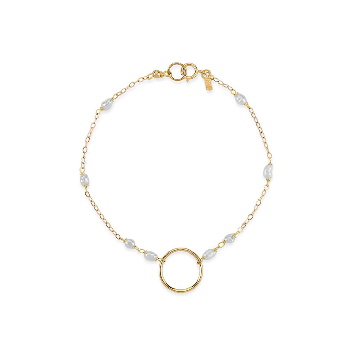 دستبند زنجير طلا دایره زنجیر مروارید کد BT158