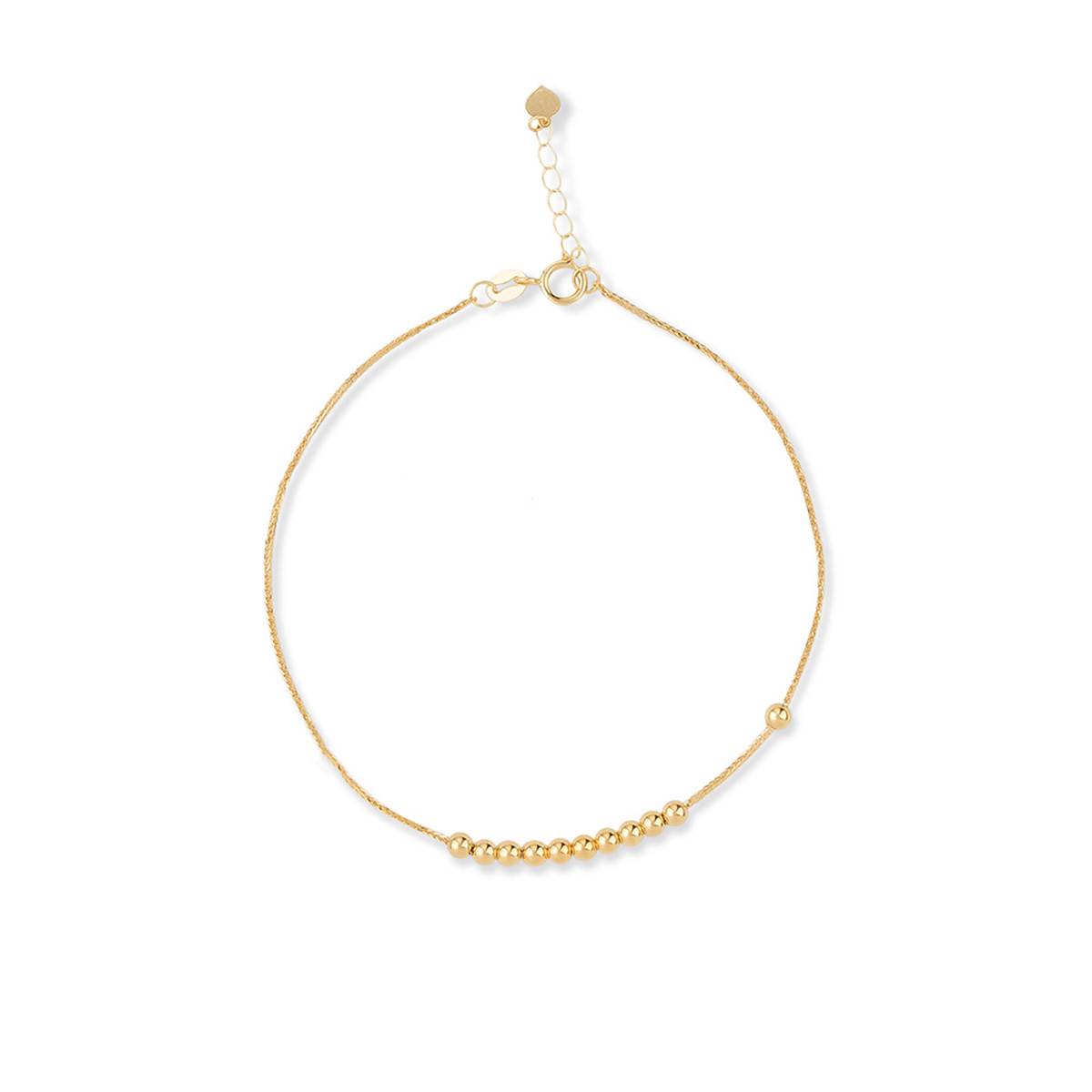 دستبند زنجير طلا دوازده گوی ساده کد BMR540