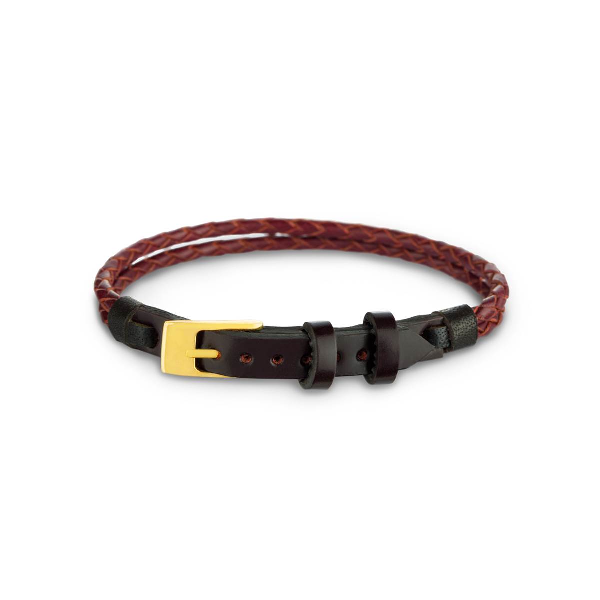 دستبند چرم و طلا  کد BM309-2