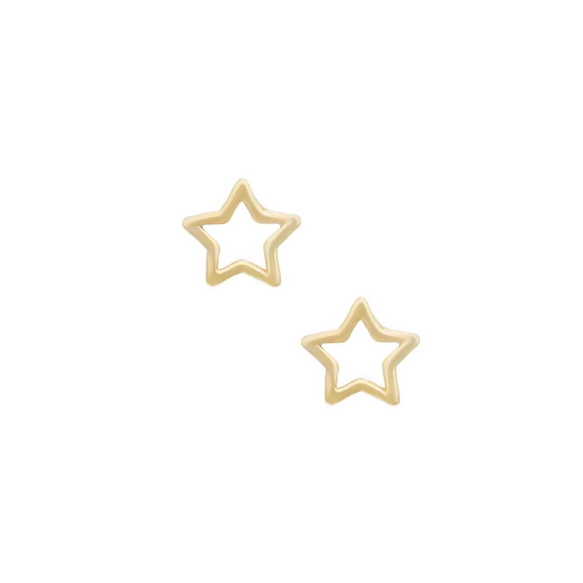 گوشواره گوشواره میخی طلا طرح ستاره تو خالی کد EMOH015