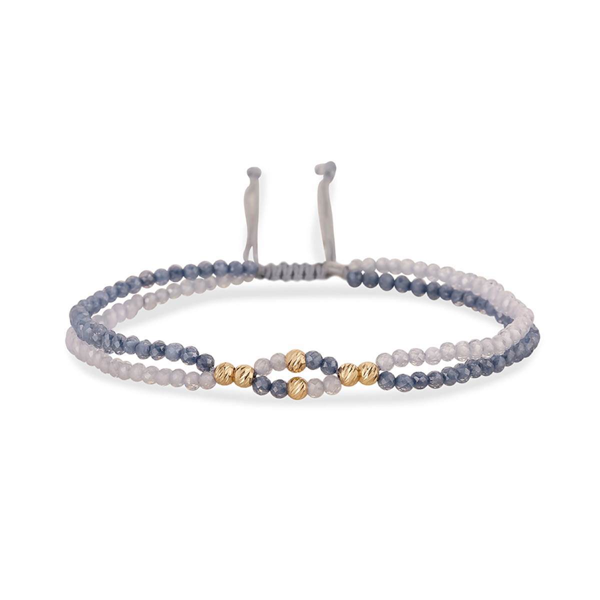 دستبند سنگی دو رج برنارد آبی کد BSH434